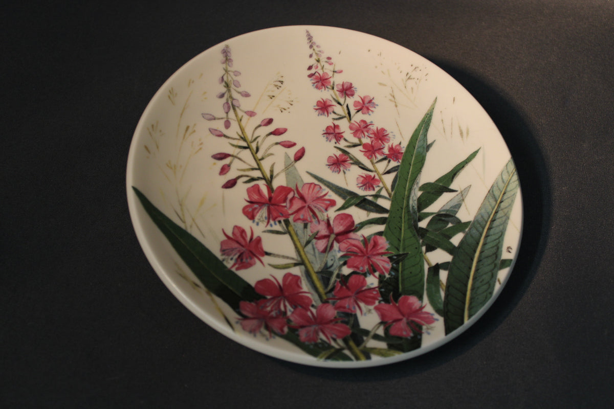 Arabian Maitohorsma maakuntakukka seinälautanen, kukkakoriste, vintage design