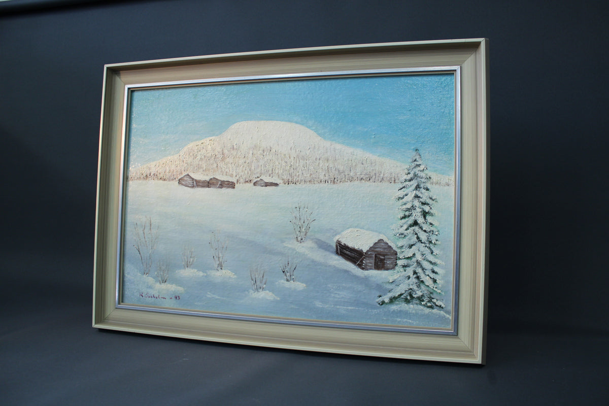 K. Sveholm winter landscape painting – oil on canvas 1993